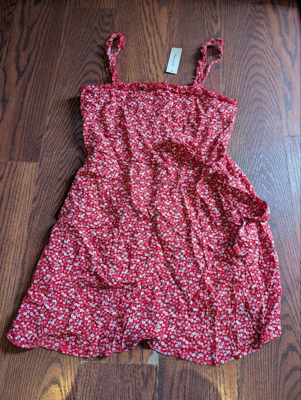 Trixxi Red Floral Daisy Dress XL Tie Summer Garden Brunch Coquette Girl